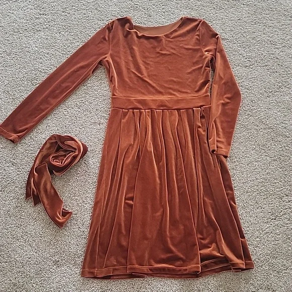 Dresses | Velvet Burnt Orange Dress | Poshmark